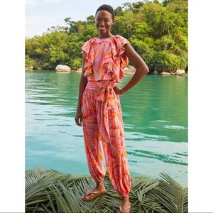 Farm Rio bright forest smocked waist pants